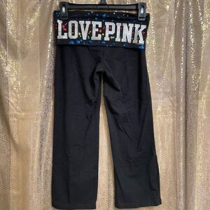VTG PINK Y2K Rhinestone Metallic Paint Splatter Fold Over Capris XS